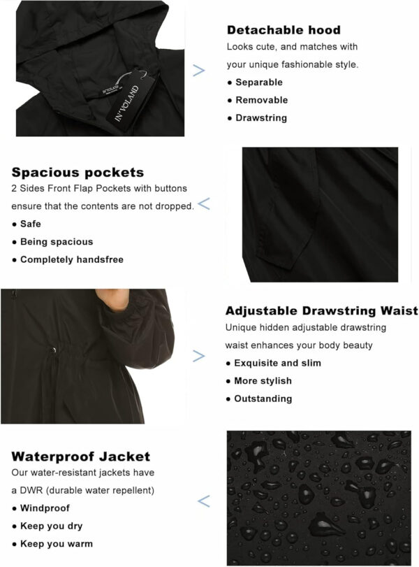 IN'VOLAND womens Windbreaker,raincoat