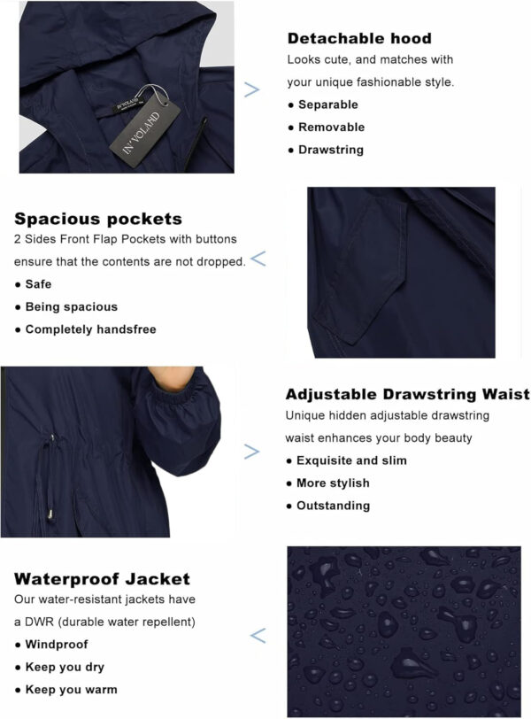 IN'VOLAND womens Windbreaker,raincoat