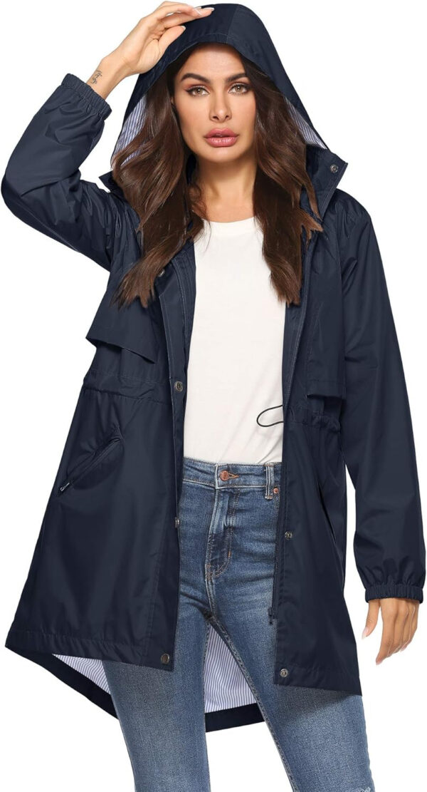 689c8d54b503562686427af8ebb90c82bf5b9942df7ef5ddccdd3.jpg Avoogue Womens Raincoats Waterproof Cinch Waist Breathable All Weather Jacket Long