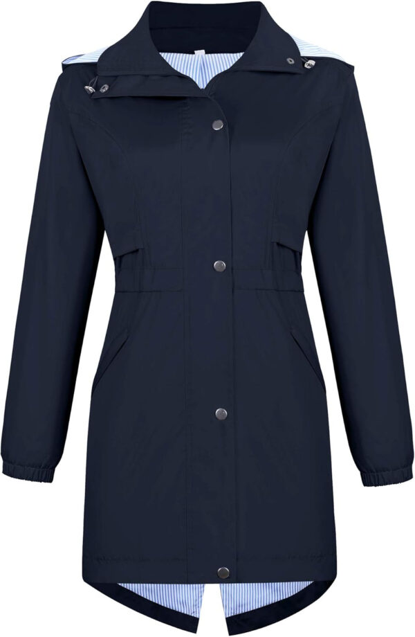 689c8d589407eb99f479e754b7e50d1ef3b01b61f1146a4bc57f0.jpg Avoogue Womens Raincoats Waterproof Cinch Waist Breathable All Weather Jacket Long