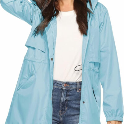 689c8d6b9e9f9029430c4b66e9ce16c26cdee2a34ac2d91a621a3.jpg Avoogue Womens Raincoats Waterproof Cinch Waist Breathable All Weather Jacket Long