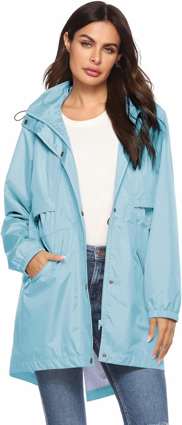 689c8d6d6dda820dbea7f05e66dbbc3bd0f4063391b707374b354.jpg Avoogue Womens Raincoats Waterproof Cinch Waist Breathable All Weather Jacket Long