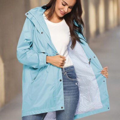 689c8d767e309c4d6da02fb4622f5eed5c67eddd613fe7836ad6f.jpg Avoogue Womens Raincoats Waterproof Cinch Waist Breathable All Weather Jacket Long