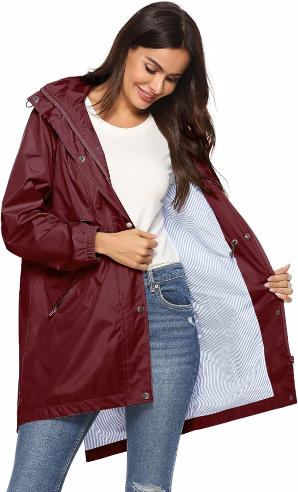 689c8d7c04407ef3e7611a8051a41e2b9110dea74080aeab97bc1.jpg Avoogue Womens Raincoats Waterproof Cinch Waist Breathable All Weather Jacket Long