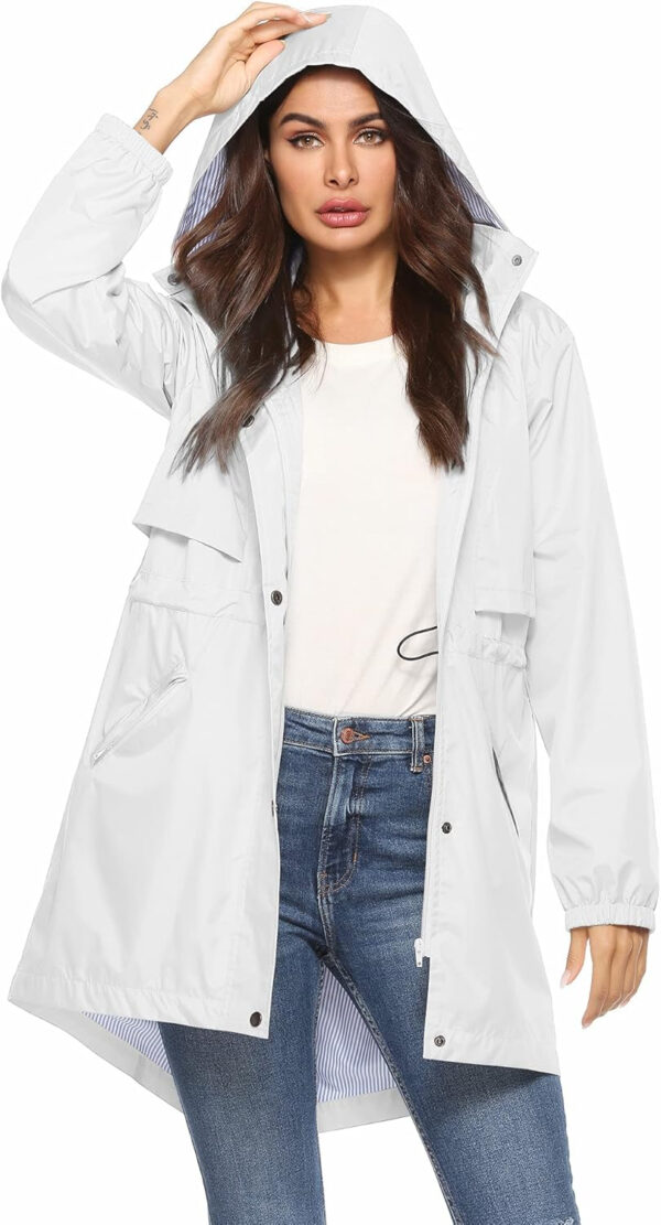 689c8d9138cb1ec5fd8ec5d5e49e4b3534e813230cc82238600dd.jpg Avoogue Womens Raincoats Waterproof Cinch Waist Breathable All Weather Jacket Long