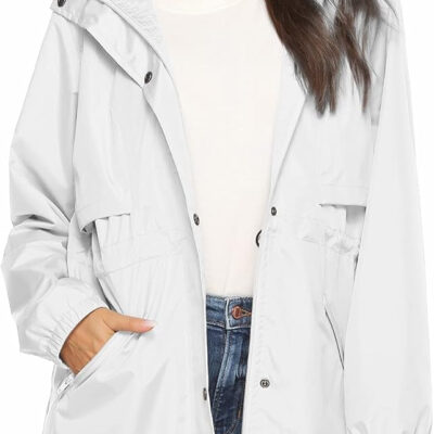 689c8d930d96560038e501341e4989c4f46316934cd998d98f731.jpg Avoogue Womens Raincoats Waterproof Cinch Waist Breathable All Weather Jacket Long