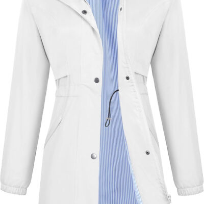 689c8d966ac240d85c9dac5c779af79ef0142064c45b43dea05ab.jpg Avoogue Womens Raincoats Waterproof Cinch Waist Breathable All Weather Jacket Long