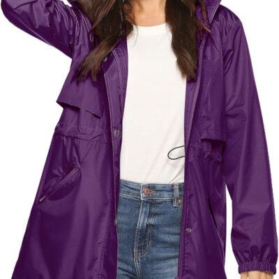 689c8d9c12e2737b22e1be3f664125a61551c49d80ce2cccdf714.jpg Avoogue Womens Raincoats Waterproof Cinch Waist Breathable All Weather Jacket Long