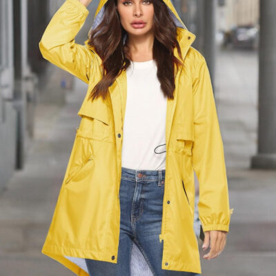 689c8db1bcf012c5912286081b7cdf6b7f5137d13d9b00885ebb8.jpg Avoogue Womens Raincoats Waterproof Cinch Waist Breathable All Weather Jacket Long