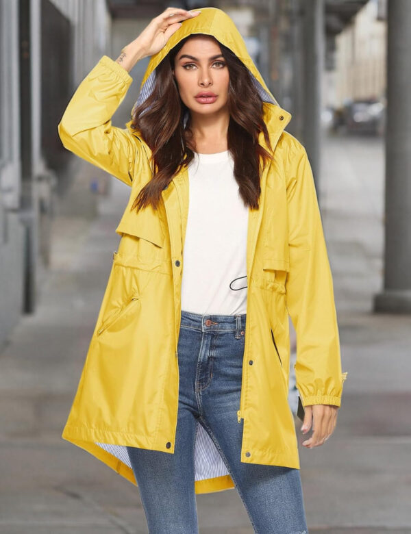 689c8db1bcf012c5912286081b7cdf6b7f5137d13d9b00885ebb8.jpg Avoogue Womens Raincoats Waterproof Cinch Waist Breathable All Weather Jacket Long