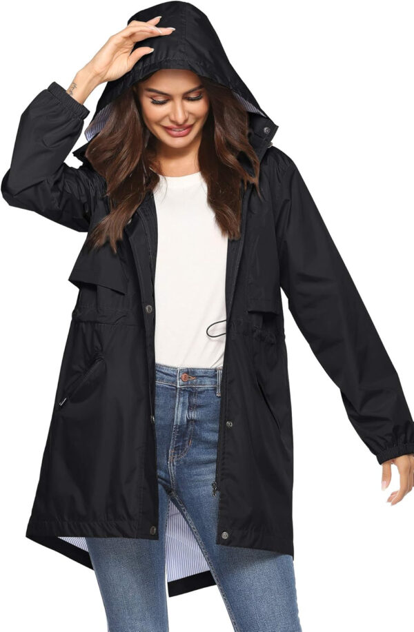 689c8dc238685956faf09977012cfebbde4fecda66fb617d17a5f.jpg Avoogue Womens Raincoats Waterproof Cinch Waist Breathable All Weather Jacket Long