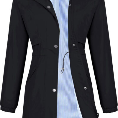 689c8dc7bf30bf5440be318fb66493fd9f2d6480a469c9ed61eb6.jpg Avoogue Womens Raincoats Waterproof Cinch Waist Breathable All Weather Jacket Long