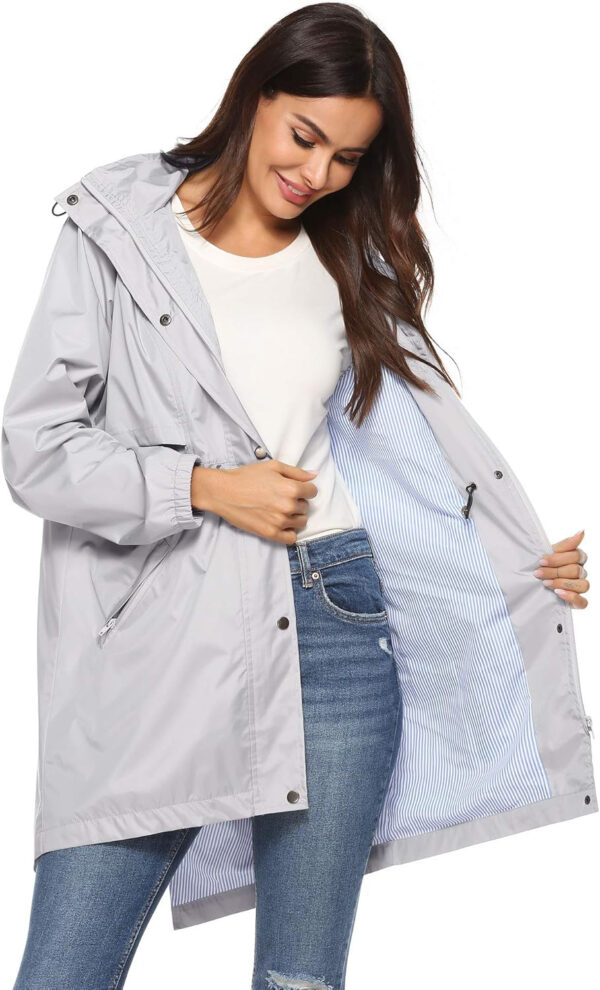 689c8dd370a87879fe44ec9bc6ae89ce5b363146705571716a25f.jpg Avoogue Womens Raincoats Waterproof Cinch Waist Breathable All Weather Jacket Long