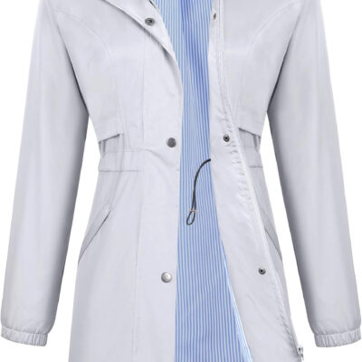 689c8dd750be55686e45b8e58a457be96906849a362e5ca0bda92.jpg Avoogue Womens Raincoats Waterproof Cinch Waist Breathable All Weather Jacket Long