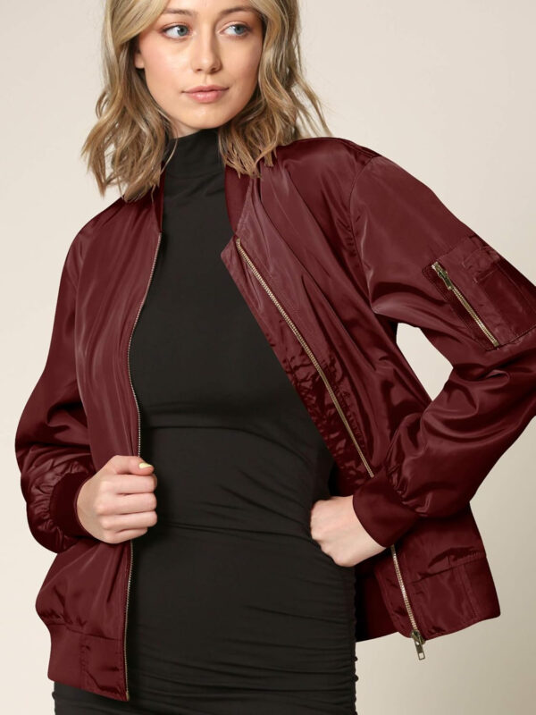 Lock and Love Women's Classic Lightweight Jacket Multi Pocket Windbreaker Bomber Jacket