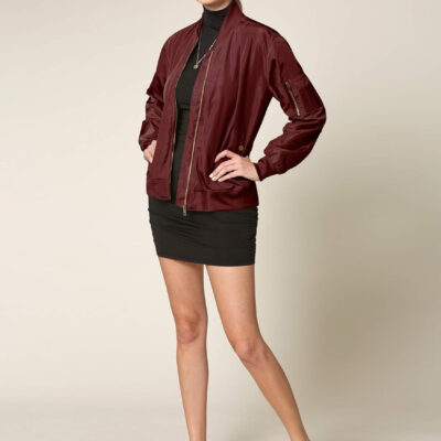 Lock and Love Women's Classic Lightweight Jacket Multi Pocket Windbreaker Bomber Jacket