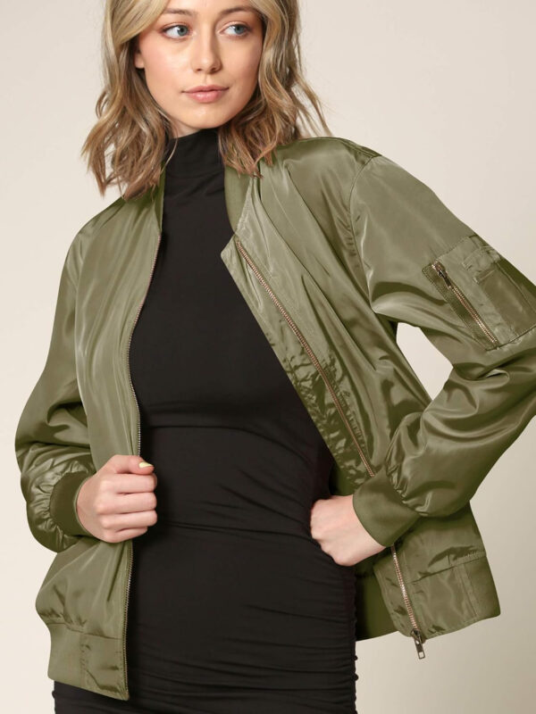 Lock and Love Women's Classic Lightweight Jacket Multi Pocket Windbreaker Bomber Jacket