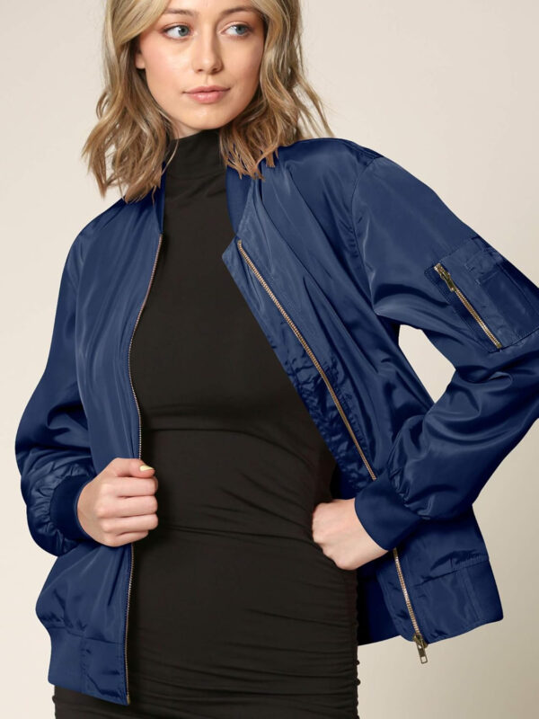 Lock and Love Women's Classic Lightweight Jacket Multi Pocket Windbreaker Bomber Jacket