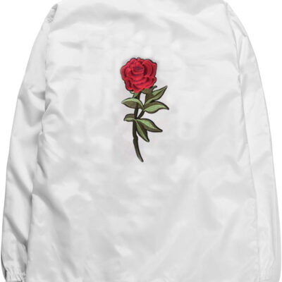 AITFINEISM Mens Casual Lightweight Windbreaker Jackets (X-Large, White-Rose)