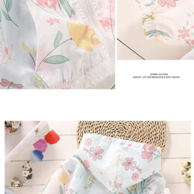 Feidoog Kids Baby Toddler Girls Cartoon Spring Fall Outerwear Windbreaker Zipper Hooded Jackets Coat